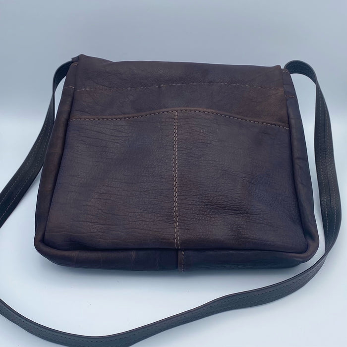 Vintage Stone Mountain Navy Blue Leather Shoulder Bag 